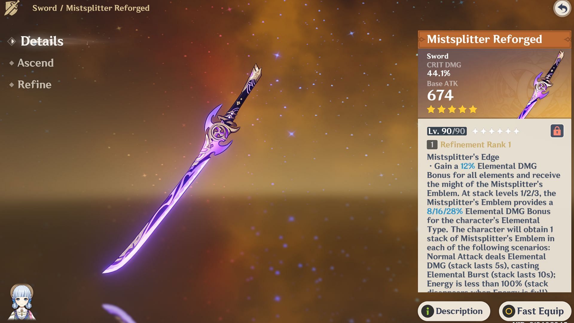 5-star Sword Mistsplitter Reforged (Image via Sportskeeda Gaming/HoYoverse)